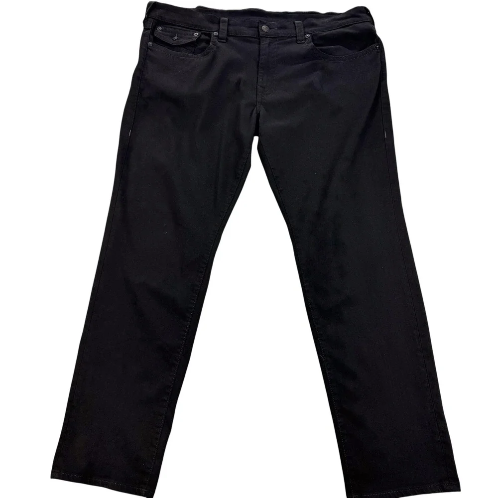 True Religion Jeans Mens 40 Black Wash Geno Slim Tapered Stretch Denim 44x33